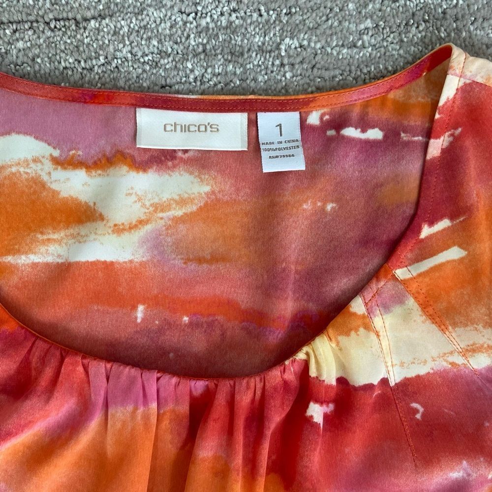 Chico’s orange pink sleeveless top. Size 1 (M/L) - Picture 3 of 4